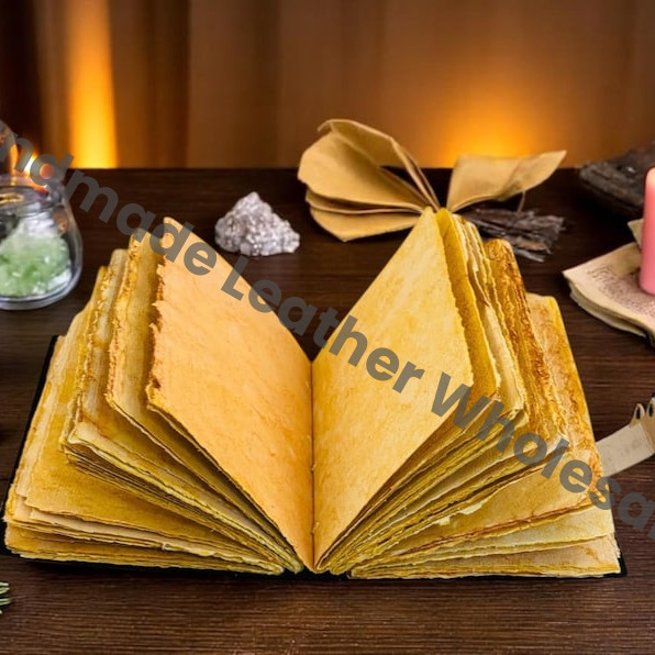 Nine-Tailed Fox Leather Grimoire Journal – Handmade blank Spell Book with Lock