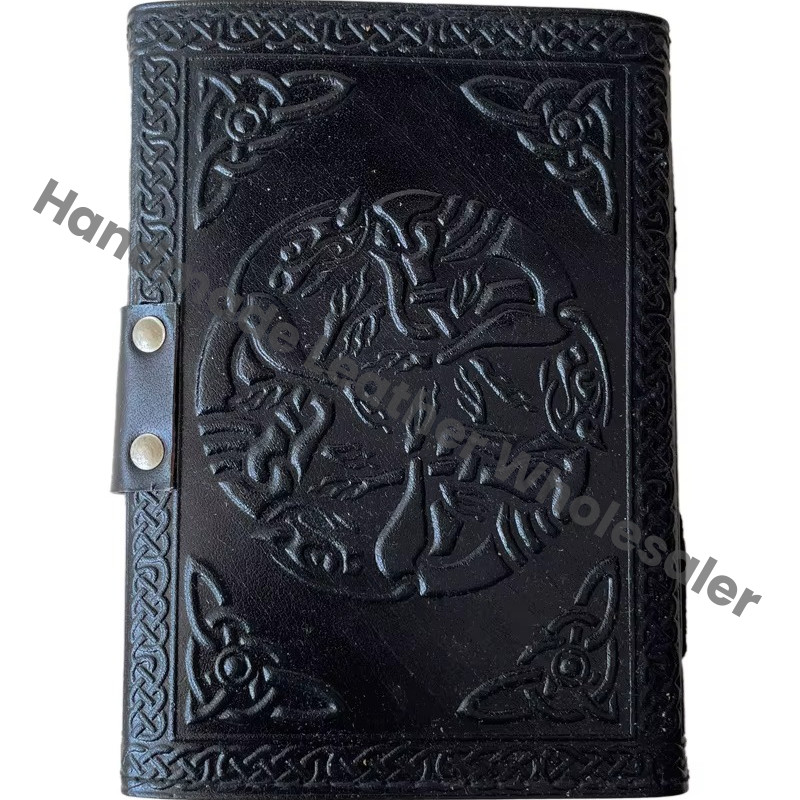 Octopus Leather Hardcover Journal Antique Embossed Lock Black Guest Book Handmade Recyclable Handmade Paper Gift Women Personal