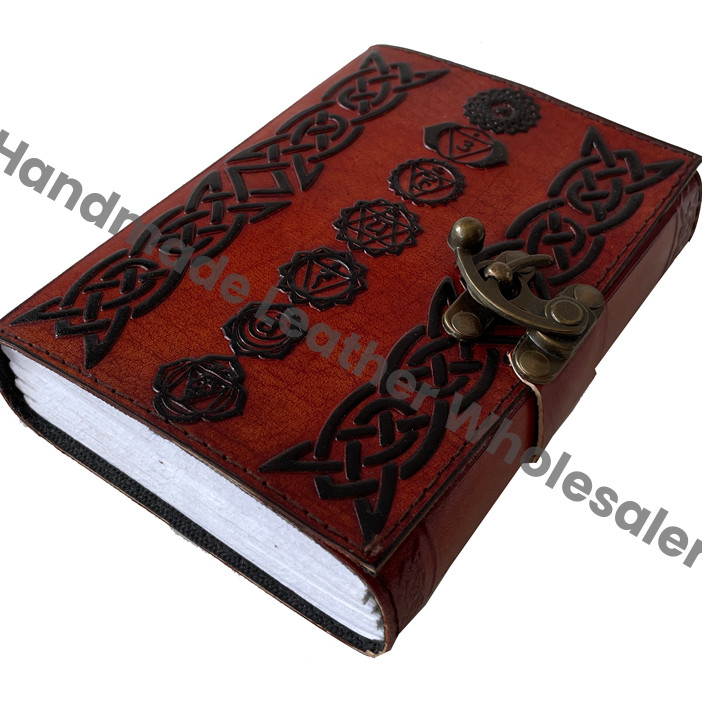 Orange Black Leather Cover Composition Notebook Recyclable Handmade Cotton Paper Custom Logo Option Yoga Meditation Journal