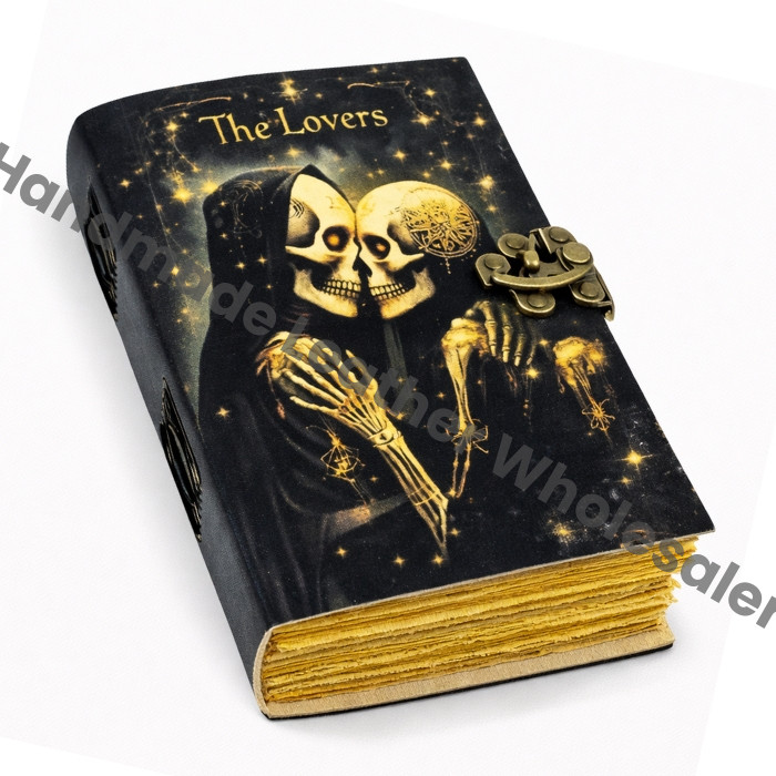Overthinker Grimoire Leather Journal -Gothic Tarot Notebook -Blank Spell Book of shadows Handmade Sketchbook | Witchy Journal