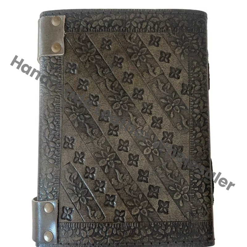 OWL Leather Journal Antique Embossed Charcoal Book of Shadows Prop Handmade Vintage Paper Personal Organizer Gift for Him her