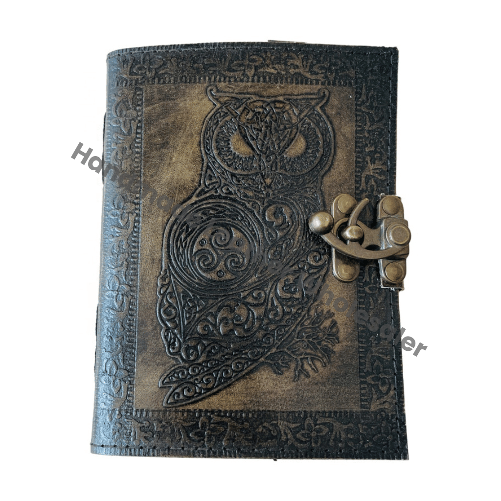 Owl Leather Journals Embossed Vintage Bound Spell Books Large Prayer Deckle Art Paper Notebooks Writing Diary Witch Planner