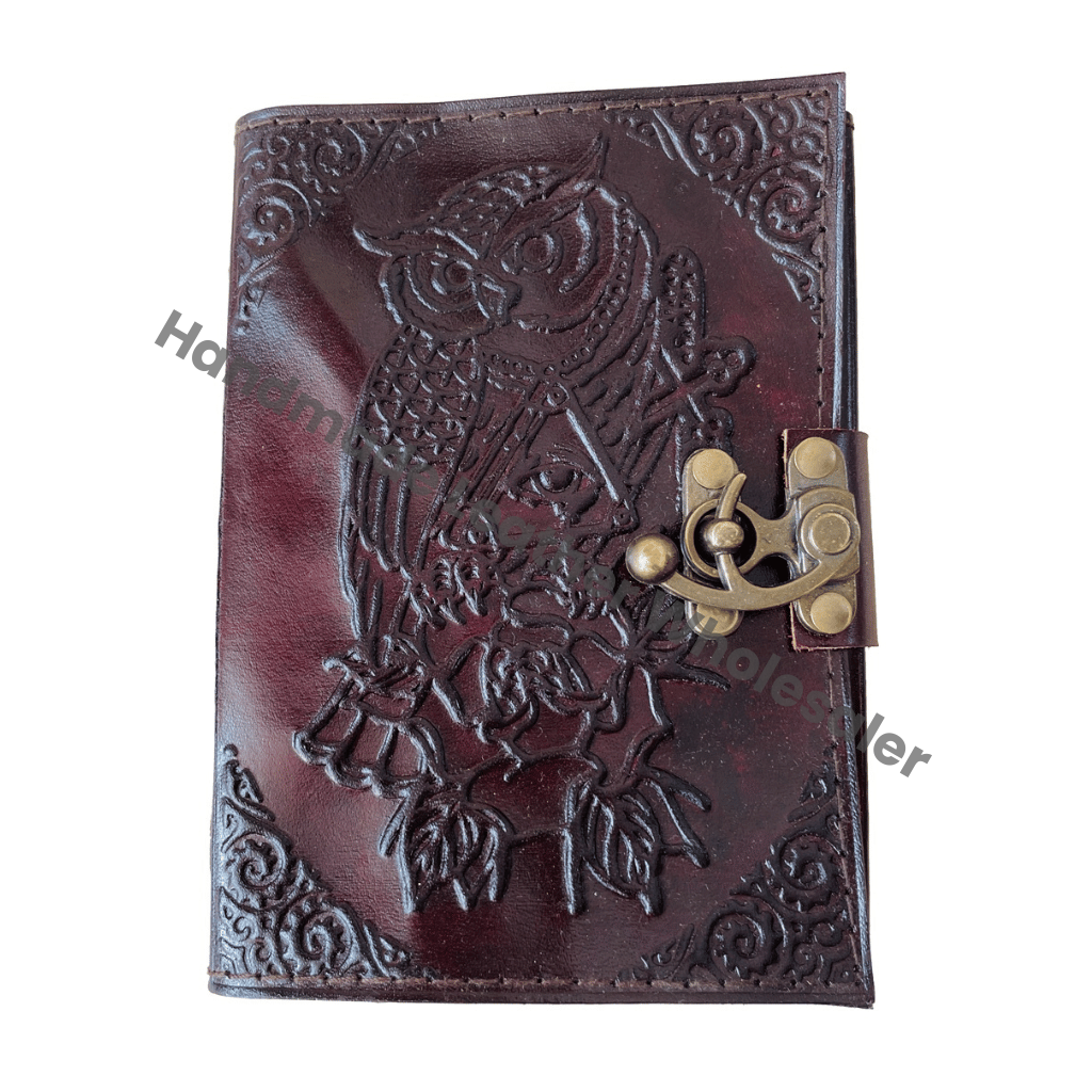 Owl Leather Journals Embossing Vintage Journal Spell Books Large Prayer Deckle Art Paper Notebooks Writing Diary Custom Gift