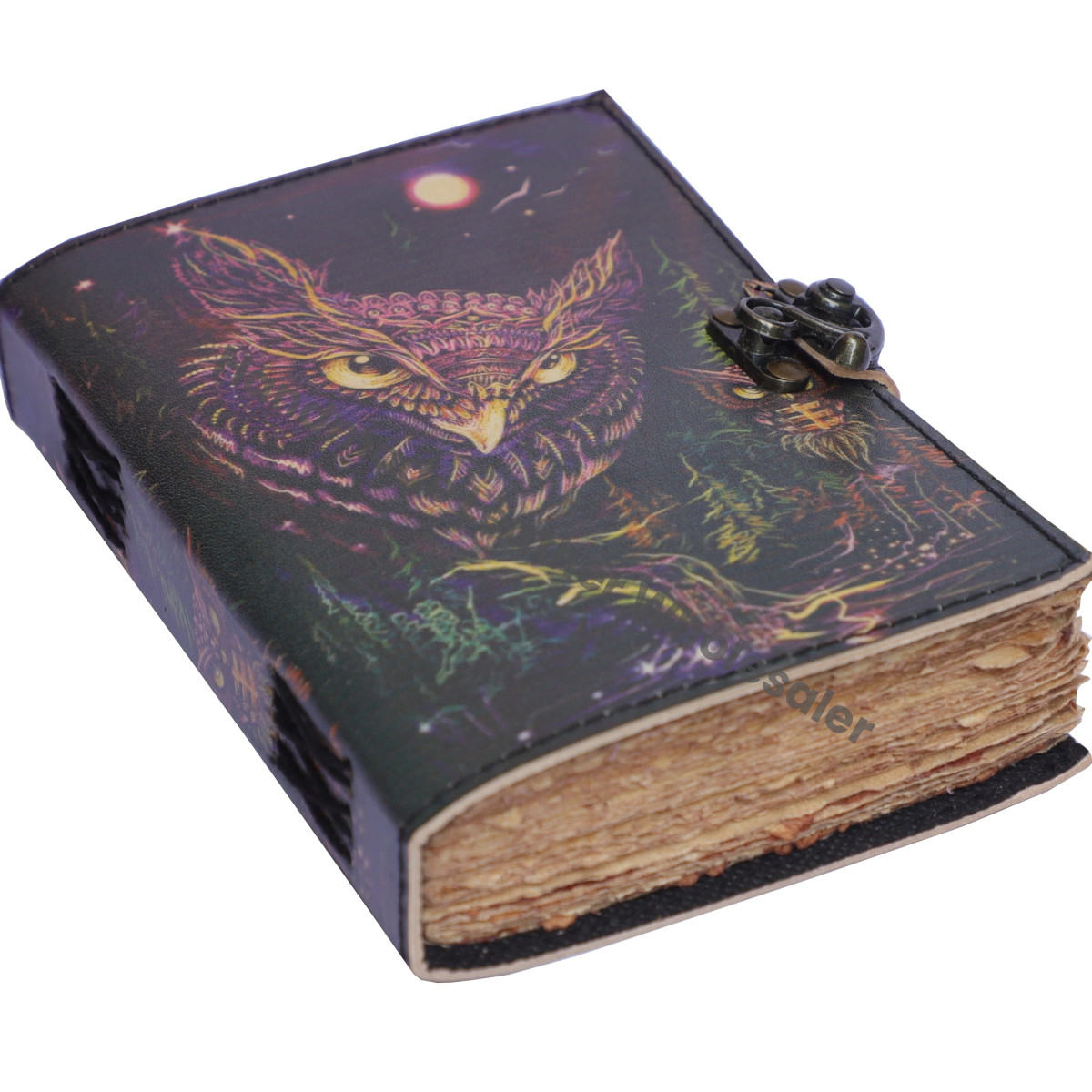 Owl Print Leather Handmade Journal  Eco-friendly Paper Custom Logo Gift for Women Traveler Creative Writing