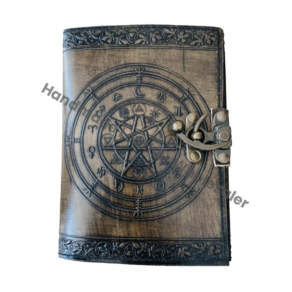 Penatgram Leather Hardcover Journal Planner Traveler Notebook with Recyclable Handmade Paper Charcoal Color Gift for Wholesaler