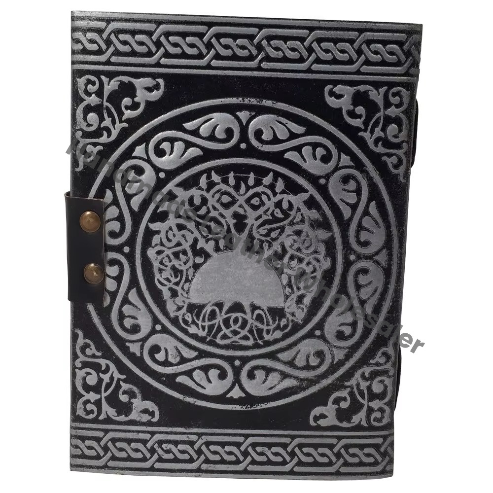 Pentagram Leather Journal Vintage Handmade Silver Notebooks Woman Large Book of Spell Sketchbook Bound Planner Supplies Diary