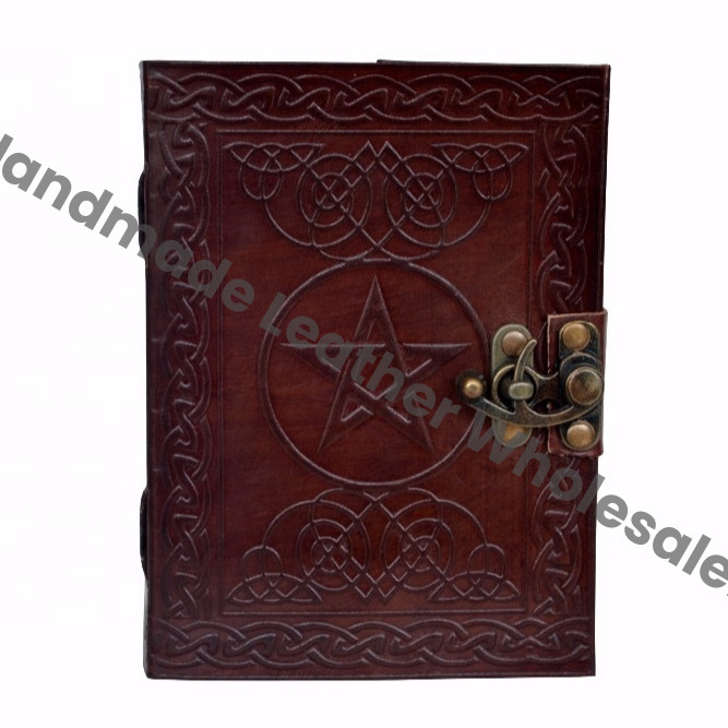 Pentagram Pentacle Handmade Book of Shadows Embossed Leather Bound Journal Diary Note Book Gratitude Bullet Leather Journal