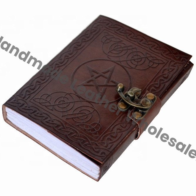 Pentagram Pentacle Handmade Book of Shadows Embossed Leather Bound Journal Diary Note Book Gratitude Bullet Leather Journal