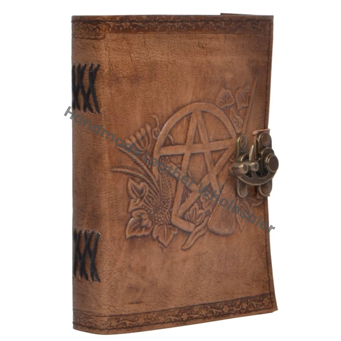 Pentagram Wiccan Spell Blank Journal Book Shadows Grimoire Handmade Leather Notebook Office Diary College Poetry Gift Custom