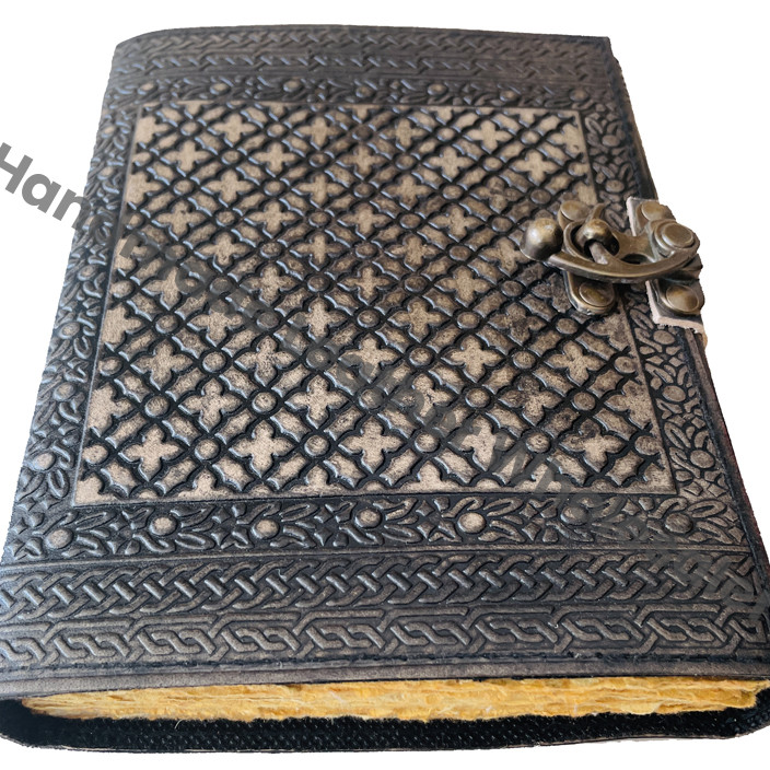 Personal Organizer Charcoal Double Dragon Leather Hardcover Journal Custom Logo Beautiful Embossed DND Book Shadows