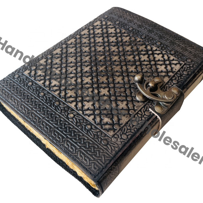 Personal Organizer Charcoal Double Dragon Leather Hardcover Journal Custom Logo Beautiful Embossed DND Book Shadows