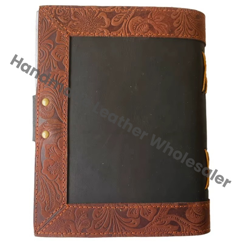 Personalised Flower Handmade Genuine Leather Eco-friendly Gift Stone Journal Notebook Diary Travel Sketchbook Vintage