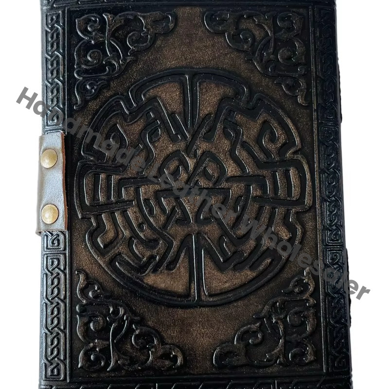 Personalized Leather Journal Vintage Pages Brass C Clasp Antique Medieval DND Retro Notebook Mother Earth Pentacle Book