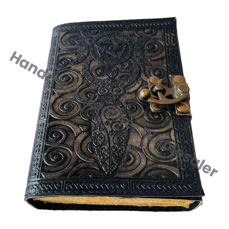Personalized Leather Journal Vintage Pages Brass C Clasp Antique Medieval DND Retro Notebook Mother Earth Pentacle Book