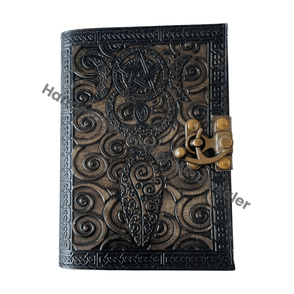 Personalized Leather Journal Vintage Pages Brass C Clasp Antique Medieval DND Retro Notebook Mother Earth Pentacle Book