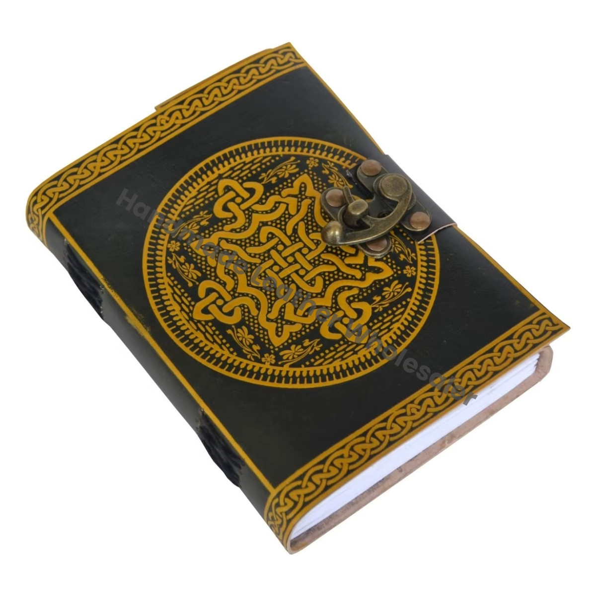 Personalised Leather Journal Vintage Handmade Black Yellow Notebooks Woman Large Spell Bound Travel Sketchbook Supplies Diary