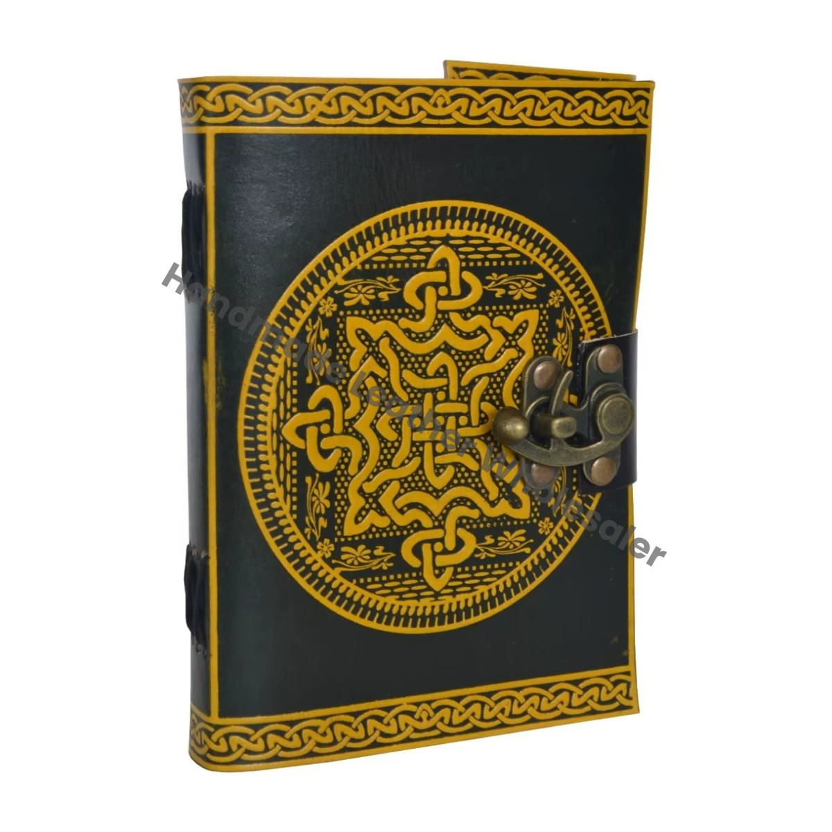 Personalised Leather Journal Vintage Handmade Black Yellow Notebooks Woman Large Spell Bound Travel Sketchbook Supplies Diary