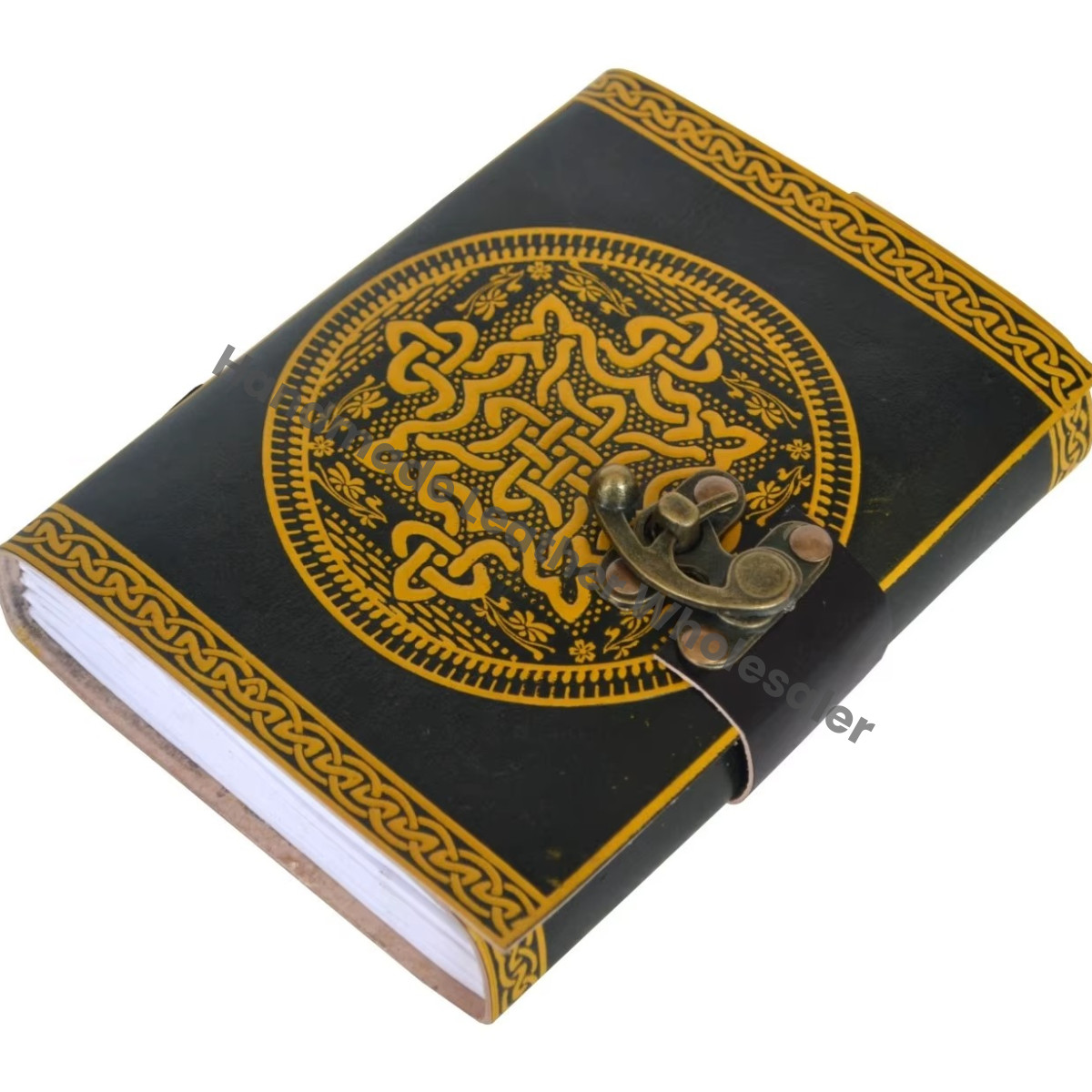 Personalised Leather Journal Vintage Handmade Black Yellow Notebooks Woman Large Spell Bound Travel Sketchbook Supplies Diary