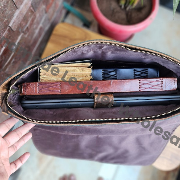 Personalize Canvas Leather Laptop Messenger Briefcase for Men and Women's, Crossbody Sling Satchel Bag, Gift for boyfriend and girlfriend