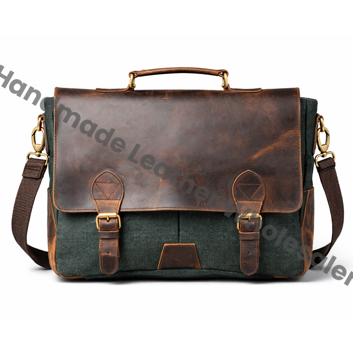 Personalize Canvas Leather Laptop Messenger Briefcase for Men and Women's, Crossbody Sling Satchel Bag, Gift for boyfriend and girlfriend.