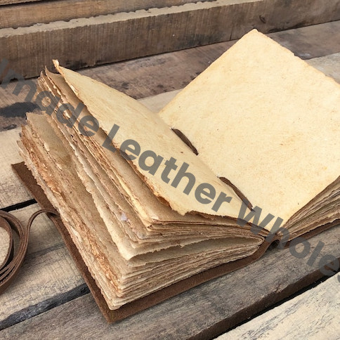 Personalized Antique Leather Journal: Vintage Deckle Edge Paper Book