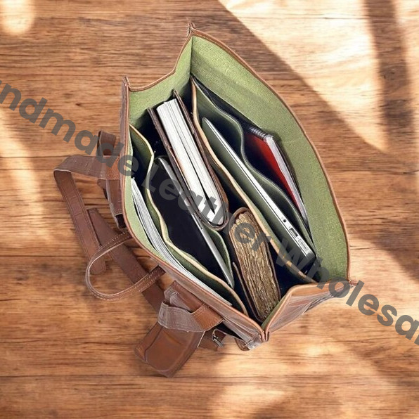Personalized Brown Leather Backpack: Vintage Rucksack Laptop Bag