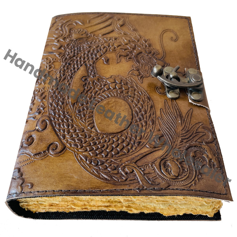 Personalized Dragon Leather Journal Celtic Notebook Engrave Scrapbook Witchcraft Journal Anime Grimoire Book of Shadows Diary