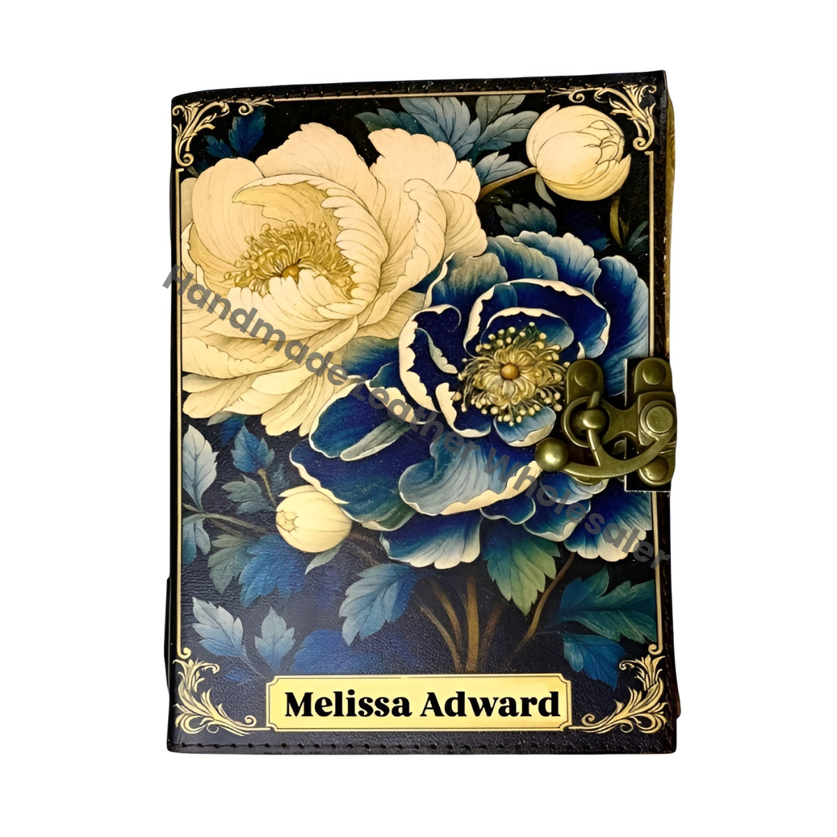 Personalized Floral Grimoire – Handmade Leather Book of Shadows, Gothic Witchcraft Journal, Wiccan Pagan Spellbook