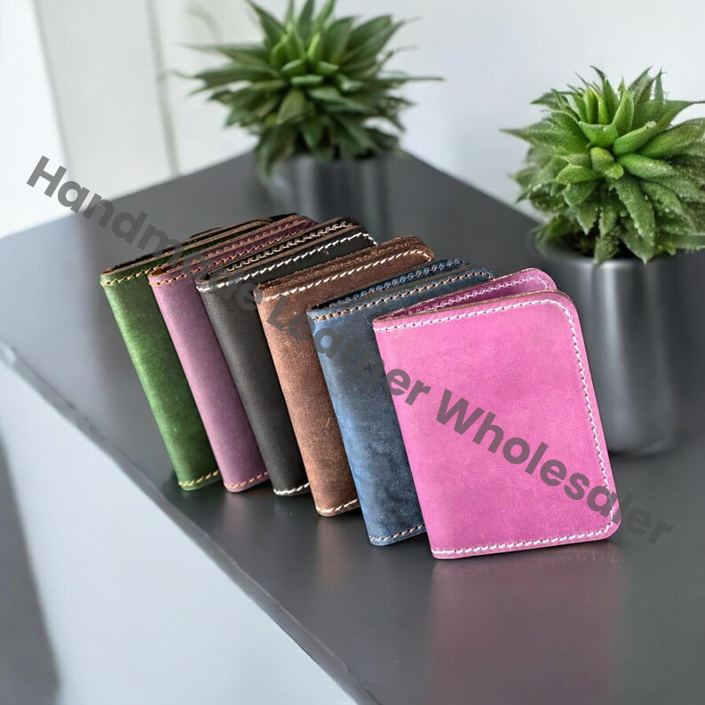 Personalized Full Grain Leather Wallet: Slim Front Pocket Design