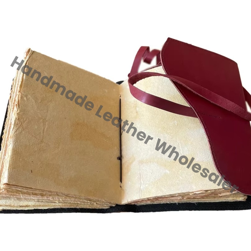 Personalized Handmade Genuine Leather Red Eco-friendly Paper Notebook Rustic Travel Sketchbook Vintage Diary