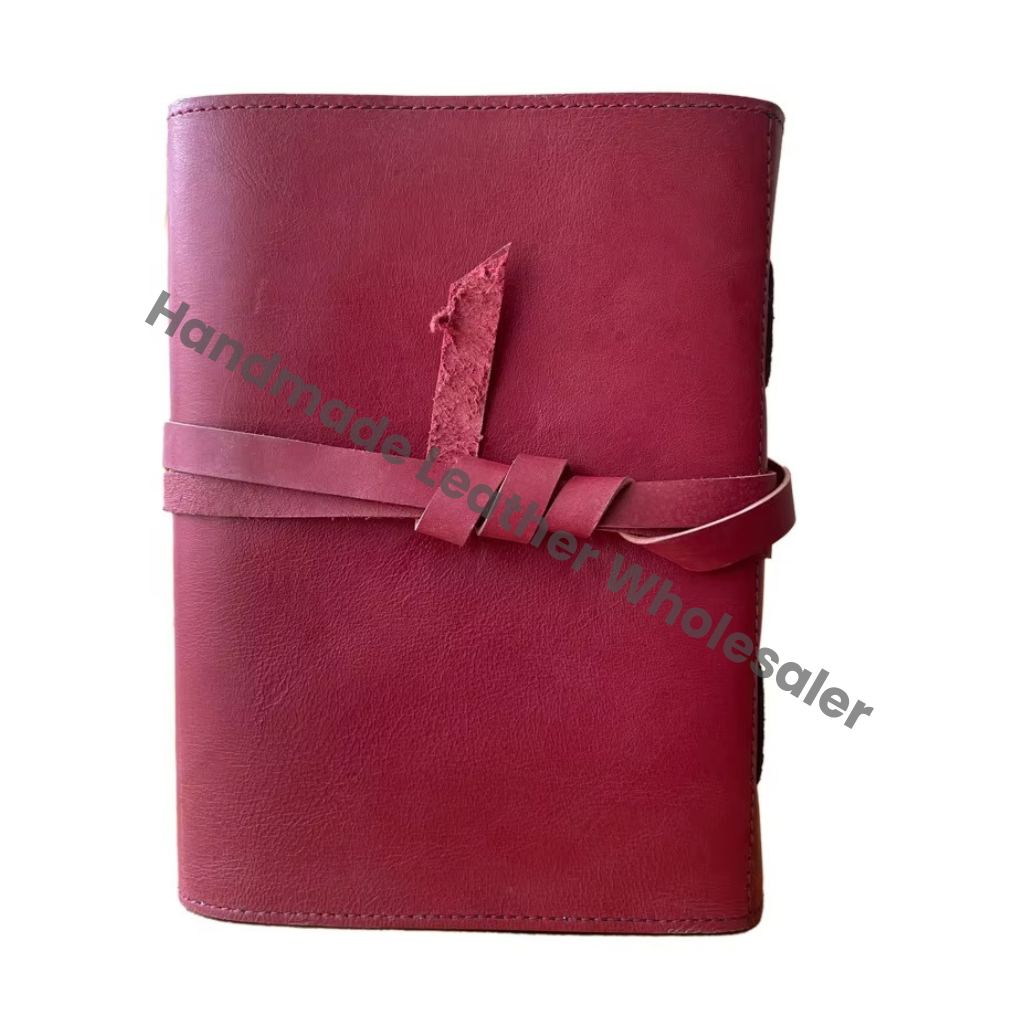 Personalized Handmade Genuine Leather Red Eco-friendly Paper Notebook Rustic Travel Sketchbook Vintage Diary