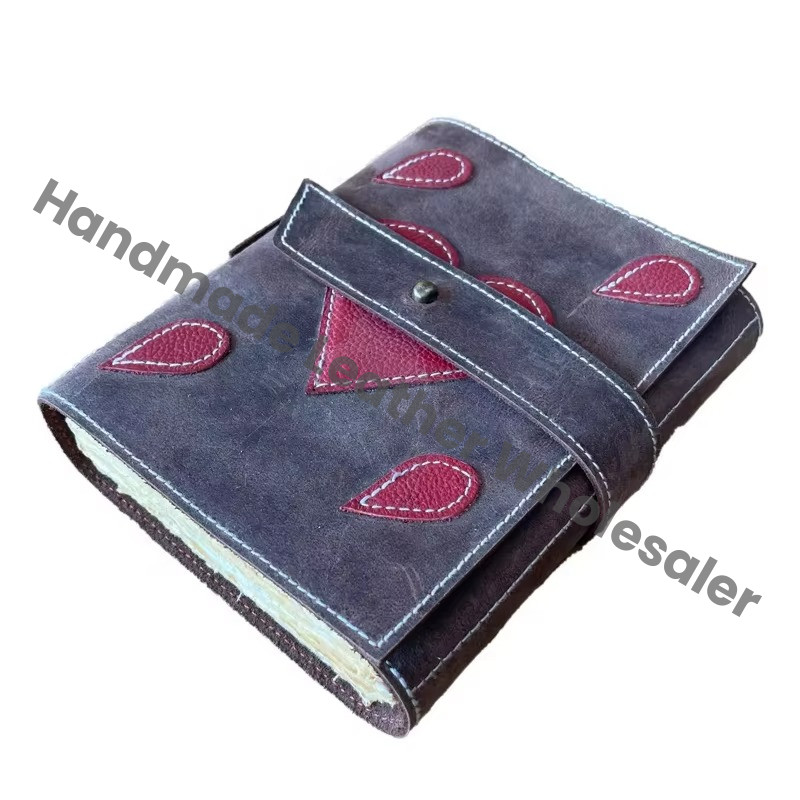 Personalized Heart Inspired Hardcover Leather Journal Custom Logo Meditation Self-Care Planner Deckle Art Paper Vintage Bound