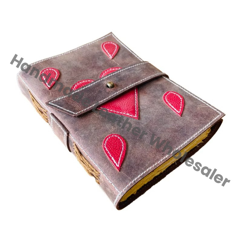 Personalized Heart Inspired Hardcover Leather Journal Custom Logo Meditation Self-Care Planner Deckle Art Paper Vintage Bound