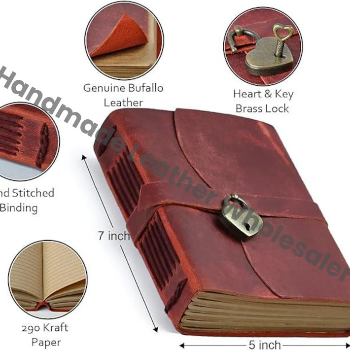 Personalized Heart Lock Leather Notebook | Cute Women Diary | Gifts for Him & Her Lined Journal | Custom Engraved Gifts for Christmas