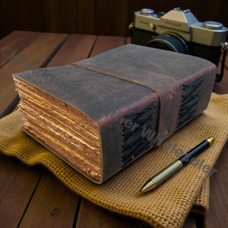 Personalized Large Leather Journal – Handmade Page Vintage Rustic Writing Diary