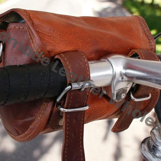 Personalized Leather Bicycle Bag: Vintage Saddle Pannier, Handlebar Bag