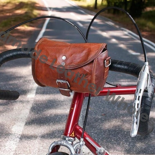 Personalized Leather Bicycle Bag: Vintage Saddle Pannier, Handlebar Bag