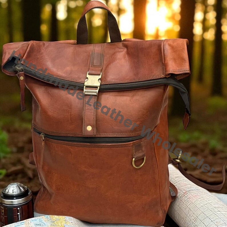 Personalized Leather Canvas Backpack – Vintage Travel Rucksack, Handmade Laptop Bag, Large School Satchel, Carry-On Gift for Him Her