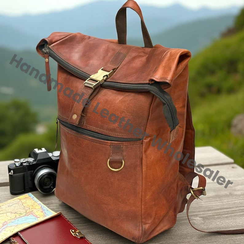 Personalized Leather Canvas Backpack – Vintage Travel Rucksack, Handmade Laptop Bag, Large School Satchel, Carry-On Gift for Him Her