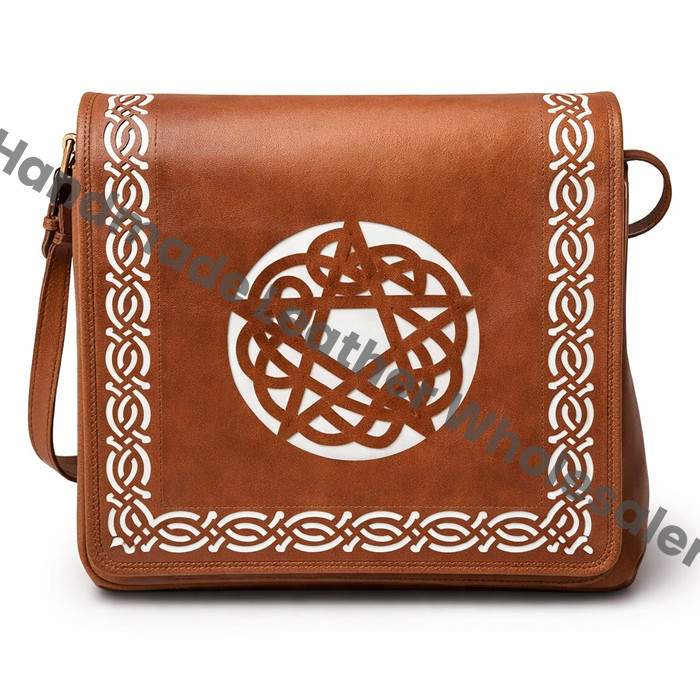 Personalized Leather Crossbody Bag: Cut-Work Travel Shoulder Bag