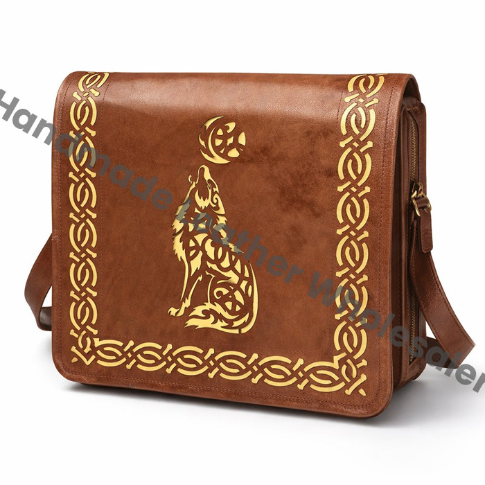 Personalized Leather Crossbody Bag: Cut-Work Travel Shoulder Bag
