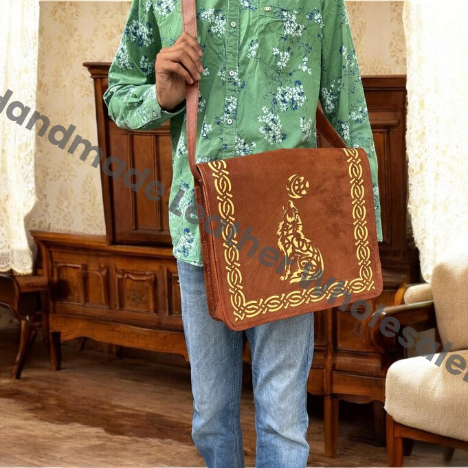 Personalized Leather Crossbody Bag: Cut-Work Travel Shoulder Bag