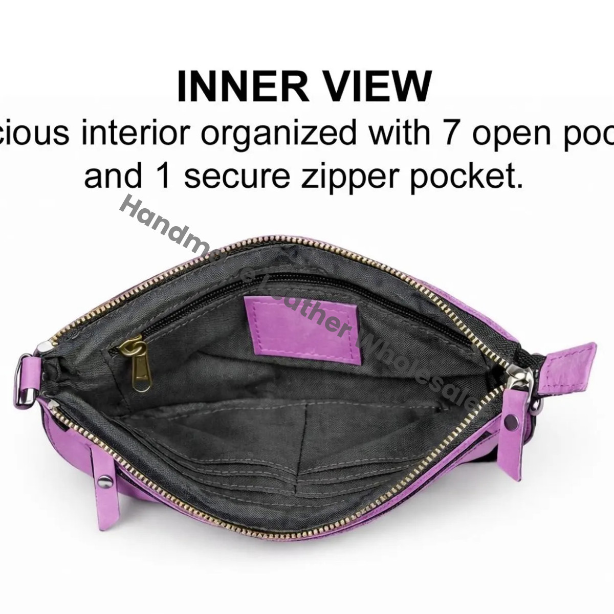 Personalized Leather Crossbody Bag, Lavender Wristlet Clutch