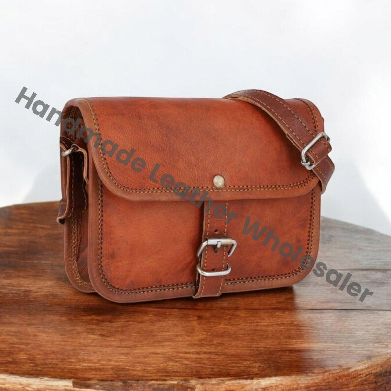 Personalized Leather Crossbody Bag: Monogram Travel Purse, Sling Satchel