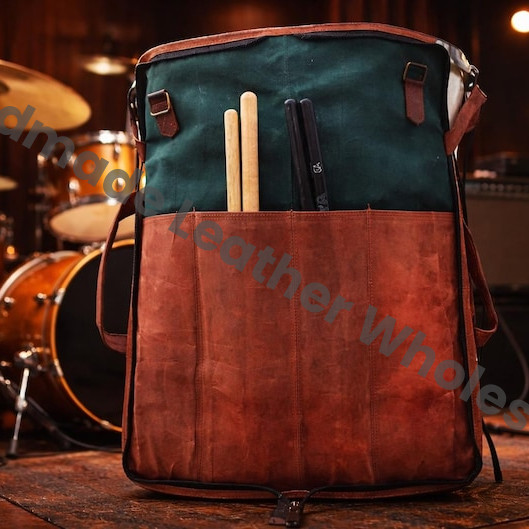 Personalized Leather Drumstick Bag, Handmade Drummer Gift