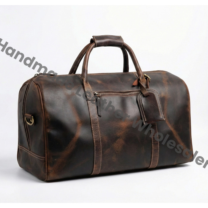 Personalized Leather Duffle Bag, Large Travel Weekend Bag