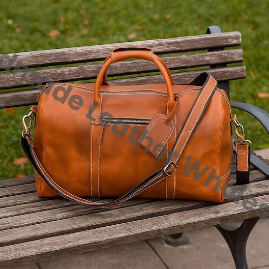 Personalized Leather Duffle Bag, Large Travel Weekend Bag