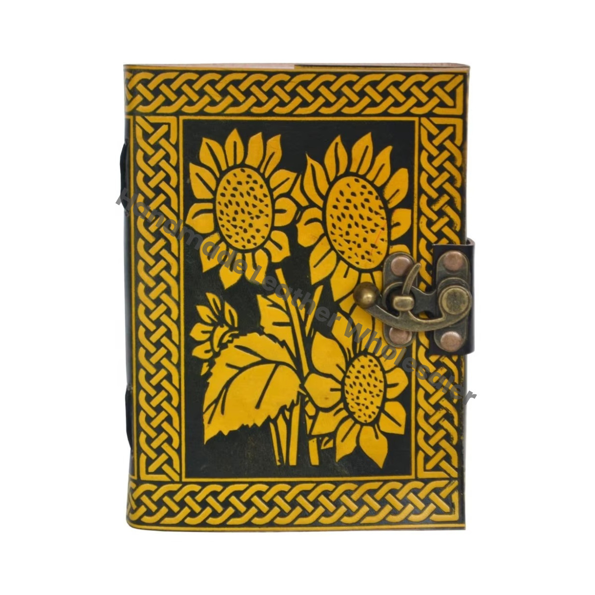 Personalized Leather Journals Sunflower Vintage Handmade Notebooks Woman Large Sketchbook Supplies Gift Hardcover Custom Logo