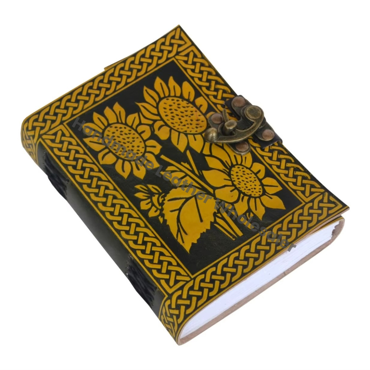 Personalized Leather Journals Sunflower Vintage Handmade Notebooks Woman Large Sketchbook Supplies Gift Hardcover Custom Logo