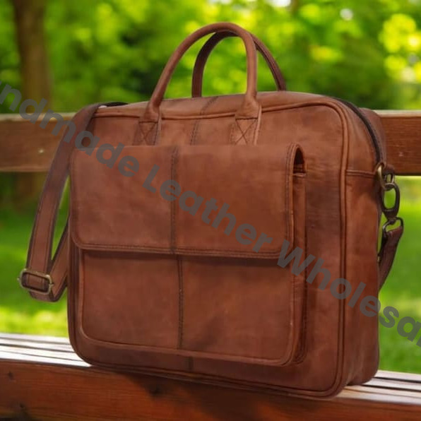 Personalized Leather Laptop Messenger Bag: Crossbody Computer Satchel, Groomsmen Gift